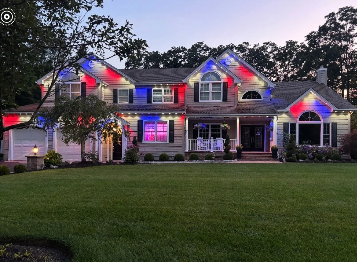 Colorful permanent outdoor lighting