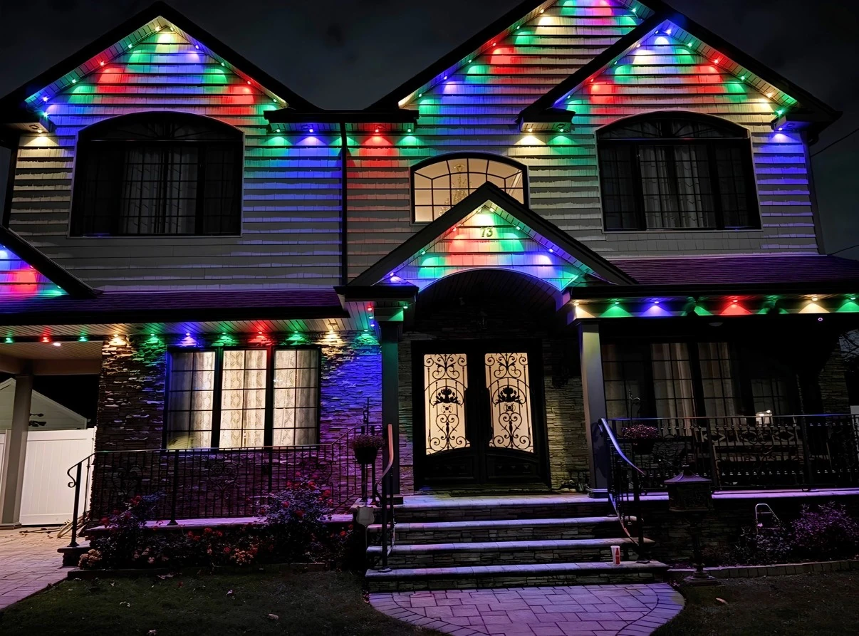 Permanent lighting illuminating a home